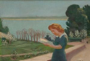 Femme Lisant Au Bord D'un Lac by Maurice Denis