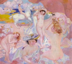 Baigneuses Sous Les Rochers Roses by Maurice Denis