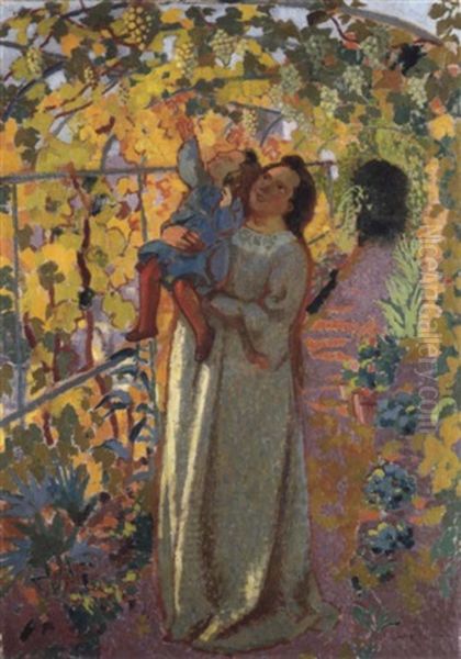 Mere Et Enfant Sous La Vigne - view 1