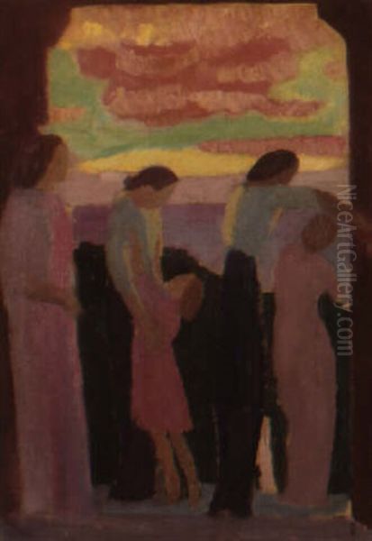 Marthe Denis Et Ses Enfants Au Balcon, Le Soir - view 1