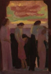 Marthe Denis Et Ses Enfants Au Balcon, Le Soir by Maurice Denis