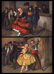 Pareja De Escenas Constumbristas by Joaquin Araujo Y Ruano