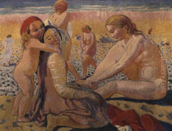 Plage, Enfant Au Bonnet Rouge - view 1