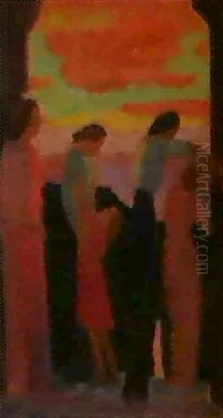 Marthe Denis Et Ses Enfants Aubalcon Le Soir - view 1
