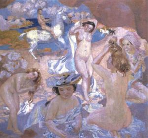 Jeune Filles Et Cavalier Sur La Plage by Maurice Denis