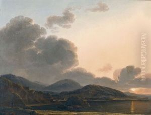 Sudliche Kustenpartie Im Abendrot by Simon-Joseph-Alexandre Clement Denis