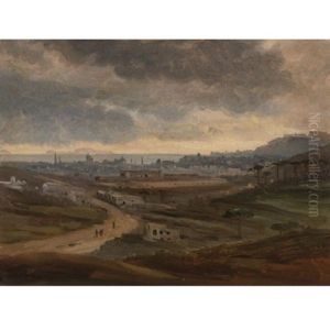 View Of Naples At Dusk, Capri And Ischia In The Distance by Simon-Joseph-Alexandre Clement Denis