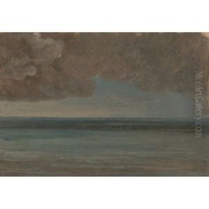 A View Of The Ocean At Ischia Under A Stormy Sky by Simon-Joseph-Alexandre Clement Denis