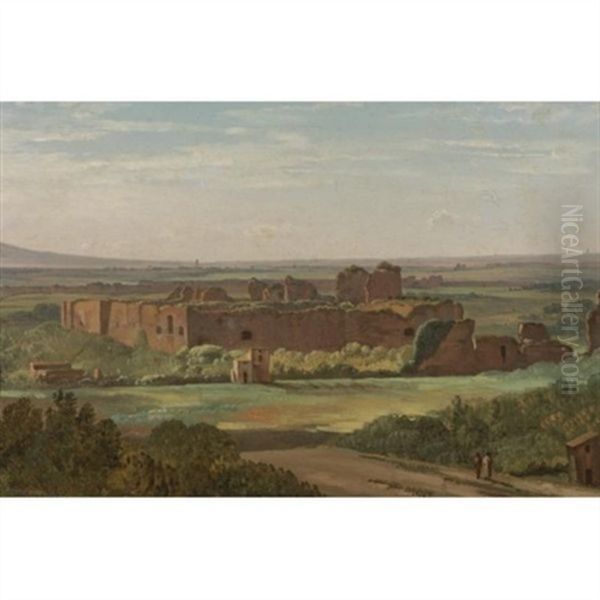 A View Of The Baths Of Caracalla, Rome, With Two Figures In The Foreground - view 1