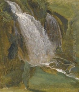 Vue Des Cascatelles De Tivoli by Simon-Joseph-Alexandre Clement Denis
