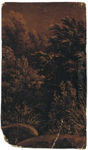Un Sous-bois Pres De Rochers by Simon-Joseph-Alexandre Clement Denis