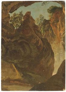 L'interieur De La Grotte De Neptune A Tivoli by Simon-Joseph-Alexandre Clement Denis