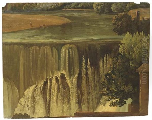 Une Partie De La Cascade De Tivoli Avec Des Lavandieres Dans Le Fond, Une Maison Au Premier Plan - view 1