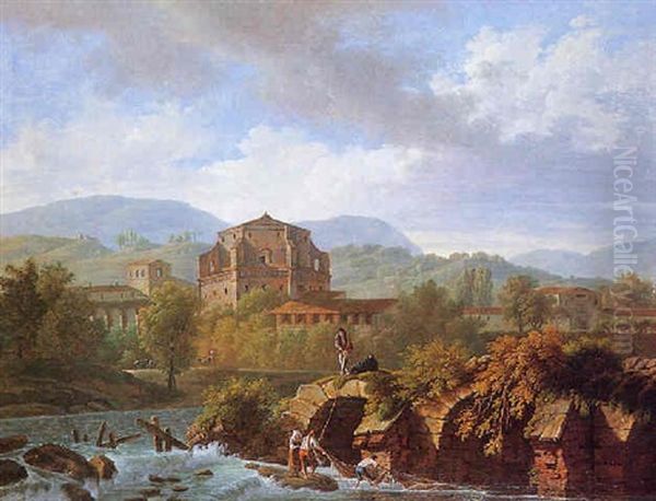 Paysage Classique Anime De Pecheurs Lancant Leur Filet Dans La Riviere - view 1