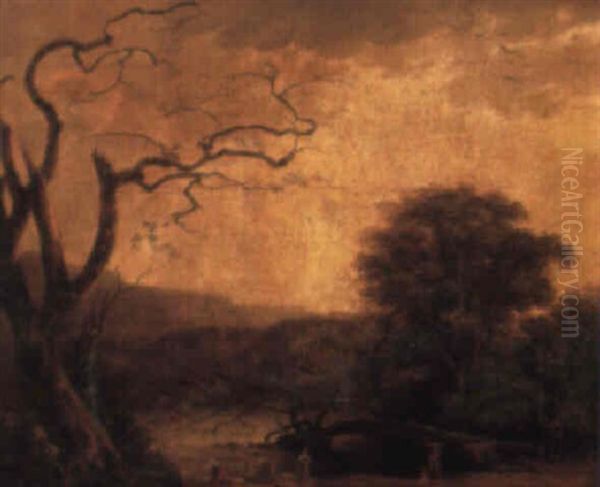 A River Landscape With Washerwomen - view 1