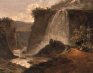Italienskt Bergslandskap Med Figurer by Simon-Joseph-Alexandre Clement Denis