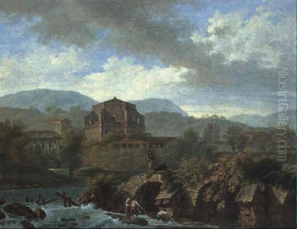 Paysage Classique Anime De Pecheurs Lancant Leurs Filets Dans La Riviere - view 1