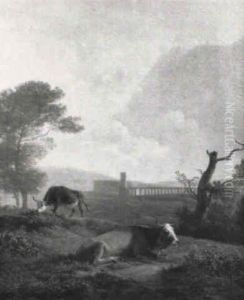 Italiaans Landschaap Met Aquaduct En Koeien Italiaans Landschaap Met Aquaduct En Koeien