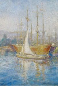Segler In Hafen by Louis Denis-Valverane