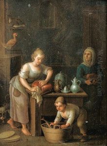 Familienszenen (pair) by Balthazar Denner