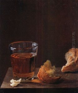 Glas Mit Weisswein Und Brot (+ Rotweinpokal Mit Maroni; Pair)