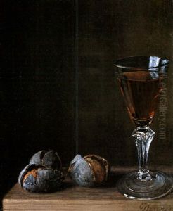 Glas Mit Weisswein Und Brot (+  Rotweinpokal Mit Maroni; Pair)