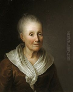 Bildnis Einer Dame In Braunem Kleid Mit Einem Weisen Schal