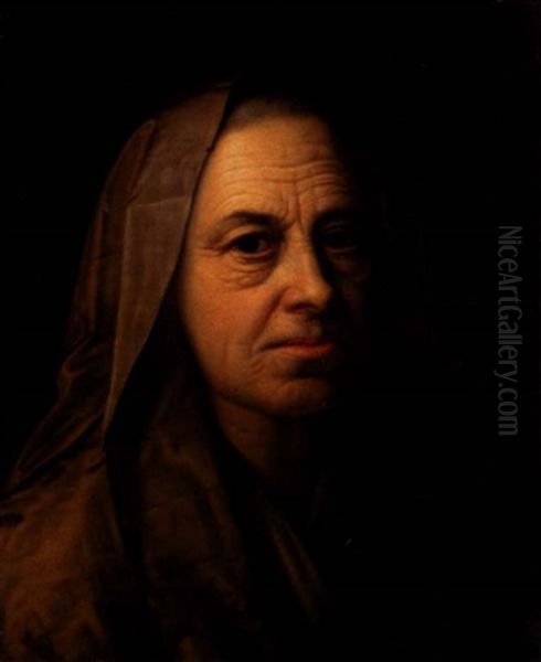 A Portrait Of An Elderly Lady Wearing A Headscarf - view 1