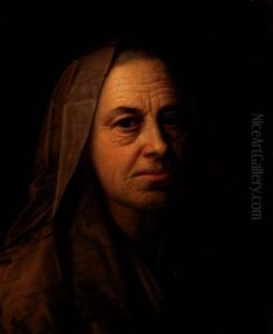 A Portrait Of An Elderly Lady Wearing A Headscarf