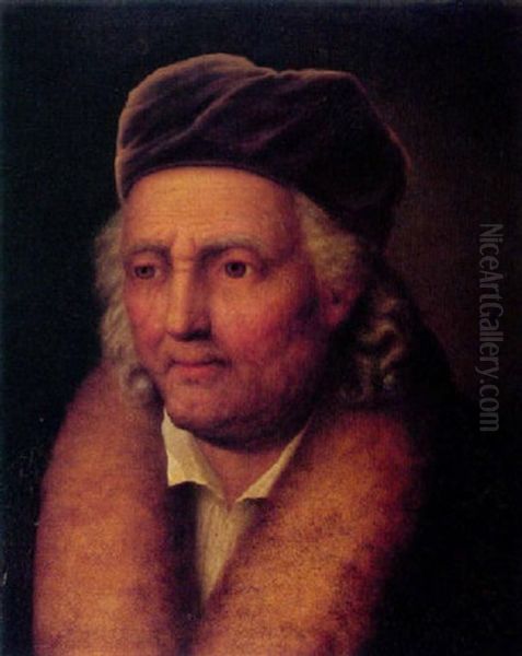 Portrait Of An Old Man Wearing A Fur-lined Coat And A Velvet Hat - view 1
