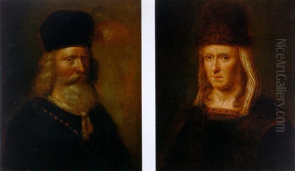 Portrait Of A Man In A Black Coat With A Feathered Hat - view 1