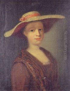 Portraet Af En Dame Med Gul Strahat by Balthazar Denner