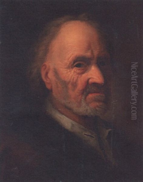 Portrait Of An Old Man, Head And Shoulders, In A White Shirt With A Fur-trimmed Jacket - view 1