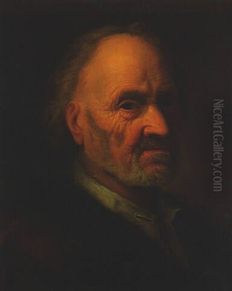 Portrait Of An Old Man In A White Shirt With A Fur-trimmed Jacket - view 1