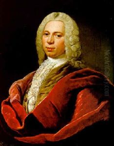 Portrait Of A Gentleman, Half-length, With A Lace Cravat And A Burgundy Cloak