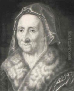 Portrait Of An Old Lady Wearing A Purple Velvet Coat Edged With Fur