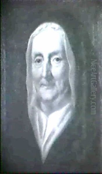 Portraet Af Gammel Dame Ifort Sort Hovedklaede - view 1