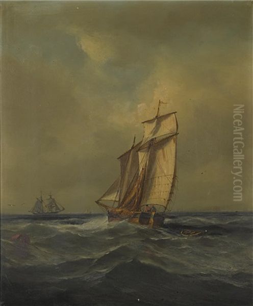Sailboat On Choppy Seas - view 1