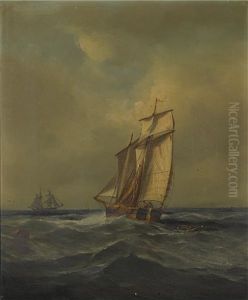 Sailboat On Choppy Seas by Gideon Jacques Denny
