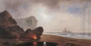 Smugglers Cove By Full Moon by Gideon Jacques Denny