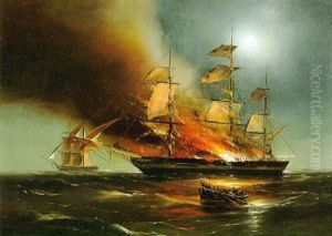 Destruction By Fire Of The "boston" & "new Orleans Packet" St. Louis Aug. 30th, 1842