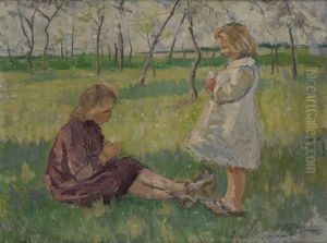 Fillette Cueillant Des Fleurs Fillette Cueillant Des Fleurs