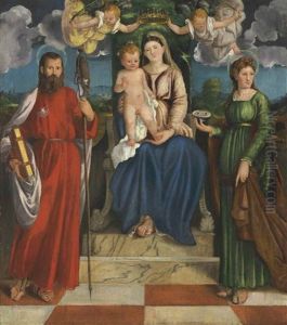 The Madonna And Child With Saint James And Saint Lucy by Girolamo Dente