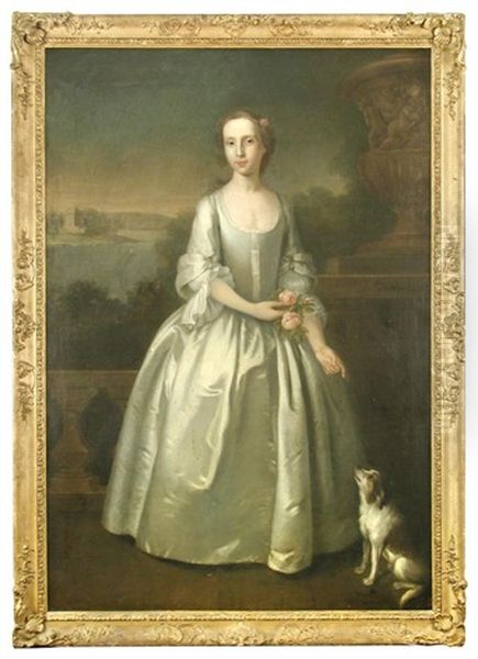 Portrait Of A Lady With Her Small Dog By A Loch - view 1
