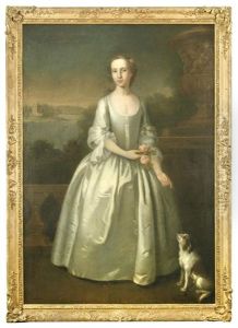 Portrait Of A Lady With Her Small Dog By A Loch thumbnail