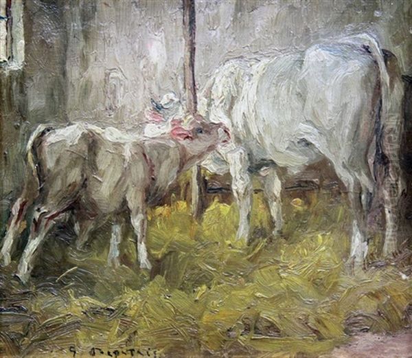 Stalla Con Mucca E Vitellino - view 1