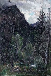 Paesaggio Montano Con Figure by Giovanni Depetris