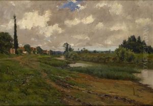 Paysage A La Riviere by Albert Depre