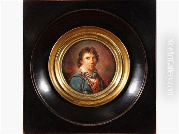 Portrait D'un Conventionel En Habit Bleu, Gilet Rouge Raye Et Au Foulard - view 1