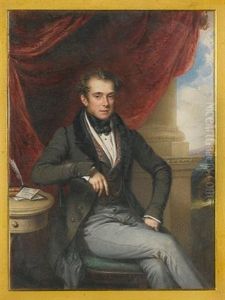 George Ralph Abercromby, 3rd Baron Abercromby Of Aboukir And Tullibody, Seated On A Green Upholstered Chair, Wearing Slate-grey Trousers And A Moss-green Coat With Velvet Lapels